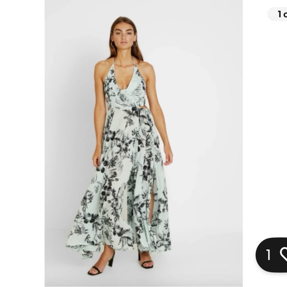 Free People Lille Printed Maxi Dress Blue with Floral Print NWT